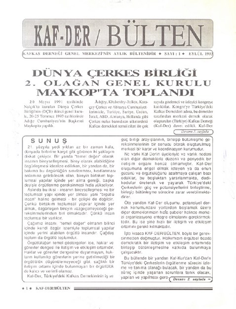 Kaf-Der Bülten Sayı-1
