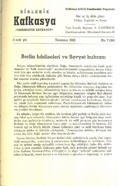 Birleşik Kafkasya ( Vereınıgtes Kaukasıen )-Sayı-7(24)