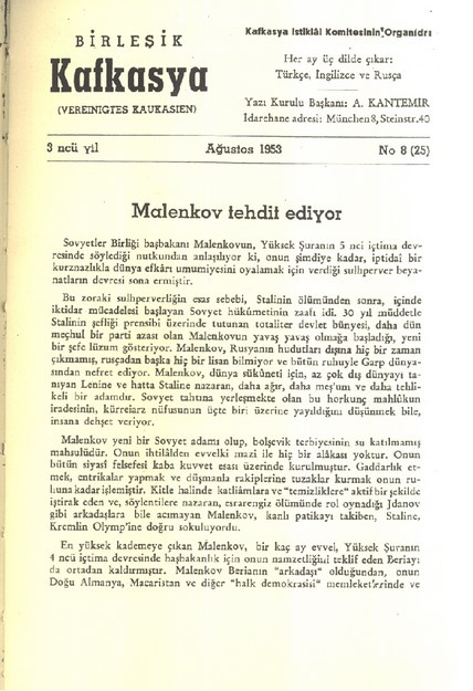Birleşik Kafkasya ( Vereınıgtes Kaukasıen )-Sayı-8(23)