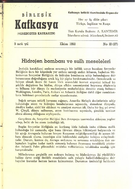 Birleşik Kafkasya  ( Vereınıgtes Kaukasıen )-Sayı-10(27)