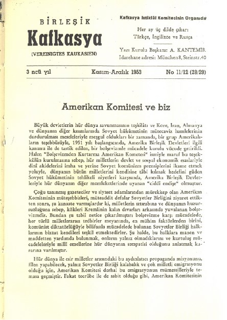 Birleşik Kafkasya  ( Vereınıgtes Kaukasıen )-Sayı-11-12(28-29)