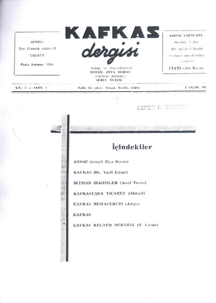 Kafkas Dergisi Sayı-1