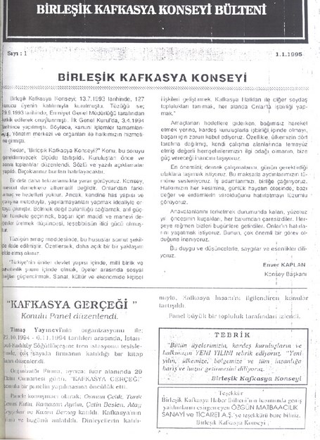 Birleşik Kafkasya Konseyi Sayı-1