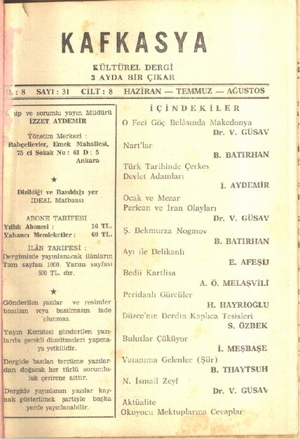 Kafkasya Kültürel Dergi Sayı-31