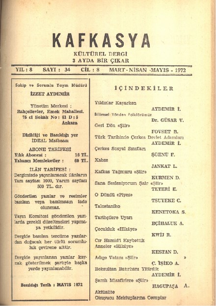 Kafkasya Kültürel Dergi Sayı-34
