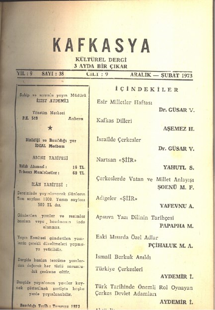 Kafkasya Kültürel Dergi Sayı-38