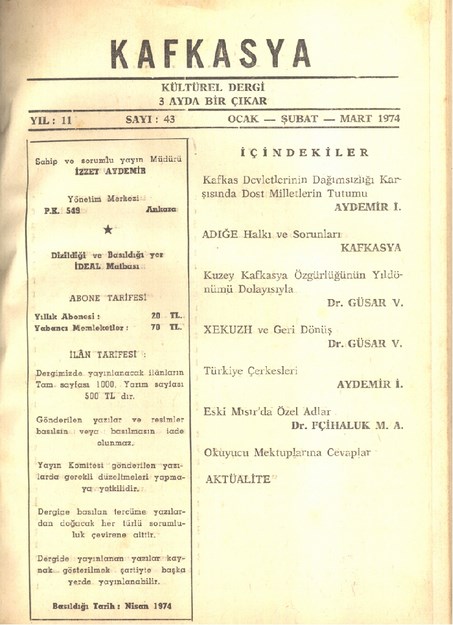 Kafkasya Kültürel Dergi Sayı-43