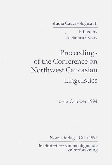 CONFERENCE NORTHWEST CAUCASIAN LINGUISTICS