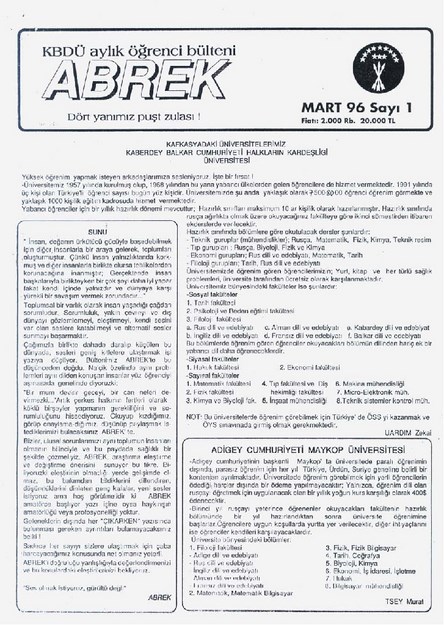 Abrek KBDÜ Sayı-1