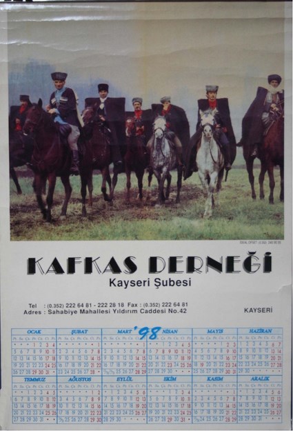 1998 KAFKAS DERNEĞİ KAYSERİ ŞUBESİ TAKVİMİ