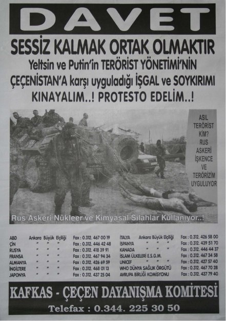 ÇEÇENİSTAN MİTİNGİNE DAVET AFİŞİ