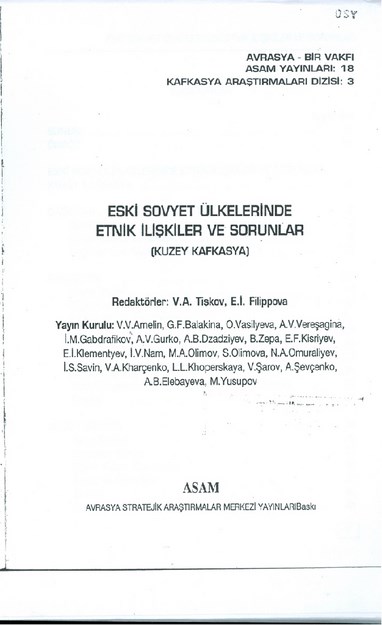 Eski Sovyet Ülkelerinde Etnik İlişkiler Ve Sorunlar