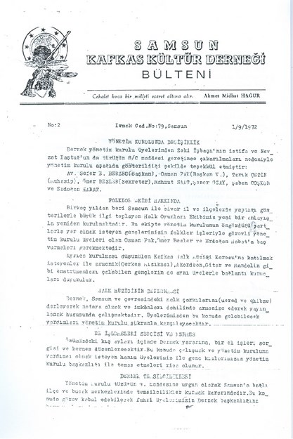 Samsun Kafkas Kültür Derneği Bülteni No-2