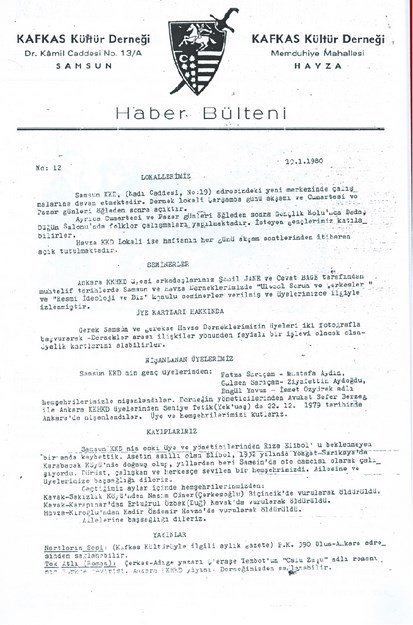 Samsun Kafkas Kültür Derneği Bülteni No-15