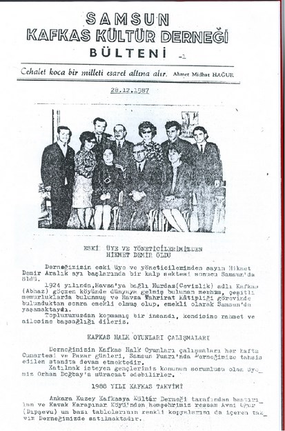 Samsun Kafkas Kültür Derneği Bülteni No-16