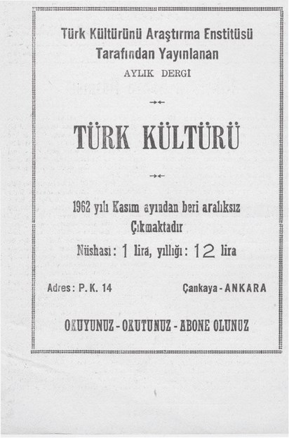 TÜRK KÜLTÜRÜ DERGİSİ