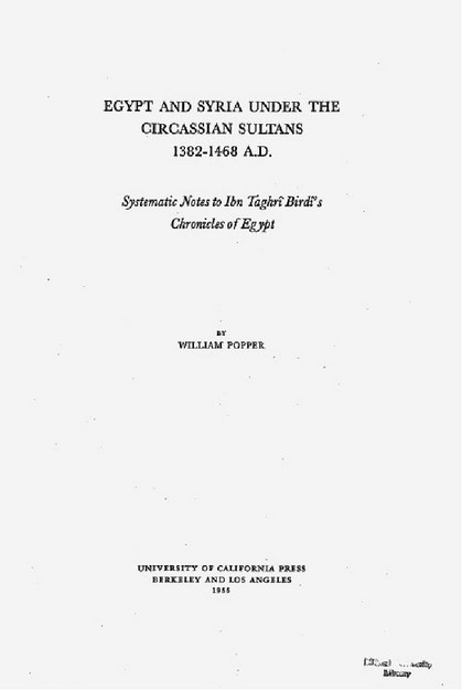 EGYPT AND SYRIA UNDER THE CIRCASSIAN SULTANS 1382-1468