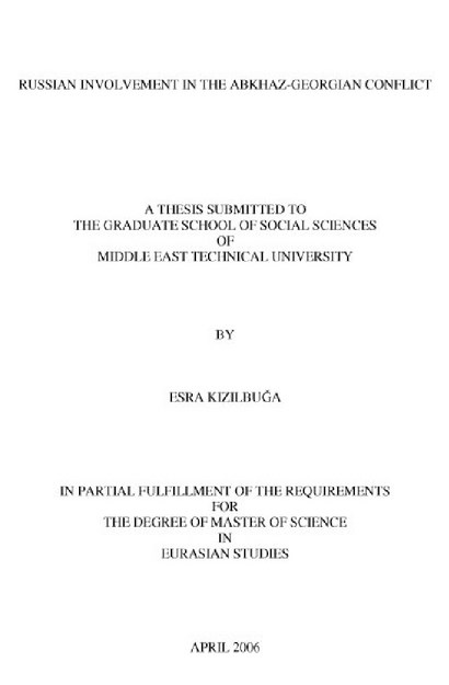 A THESIS SUBMITTED TO THE GRADUATE SCHOOL OF SOCIAL SCIENCES OF MIDDLE EAST TECHNICAL UNIVERSITY