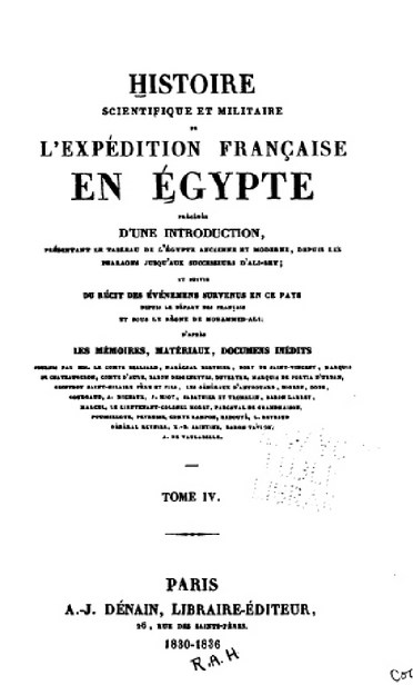 HISTOIRE SCIENTIFIQUE ET MILITAIRE DE L'EXPEDITION FRANCAISE EN EGYPTE