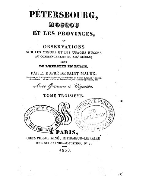 PETERSBOURG MOSCOU ET LES PROVINCES OU OBSERVATIONS 