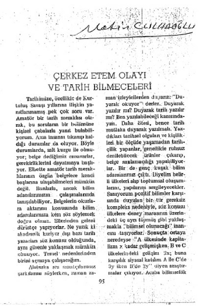 ÇERKES ETHEM OLAYI VE TARİH BİLMECELERİ