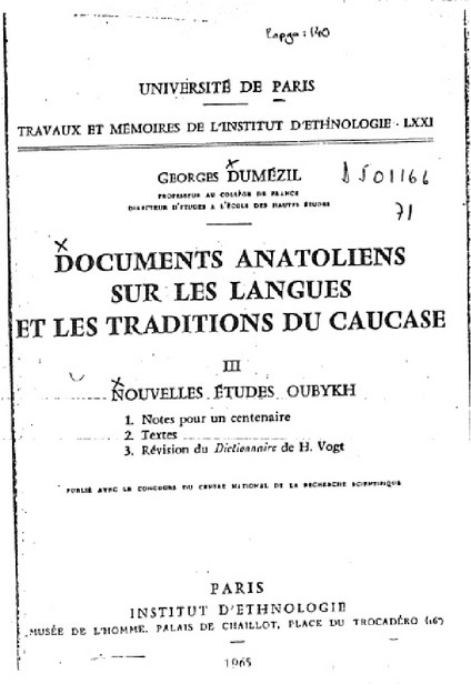 DOCUMENTS ANATOLIENS SUR LES LANGUES ET LES TRADITIONS DU CAUCASE