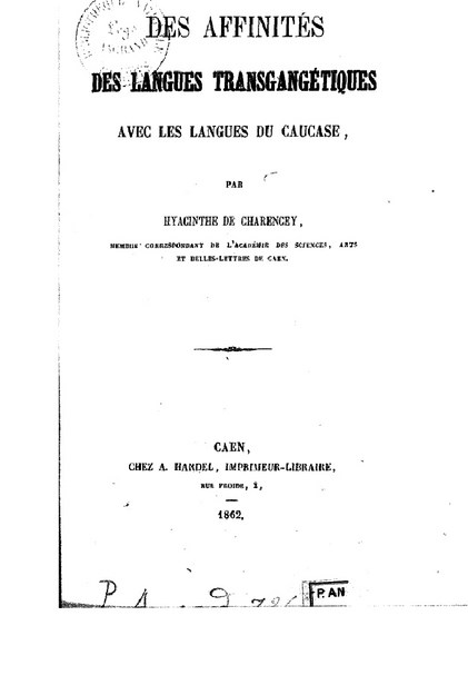 DES LANGUES TRANSGANGETIQUES AVEC LES LANGUES DU CAUCASE