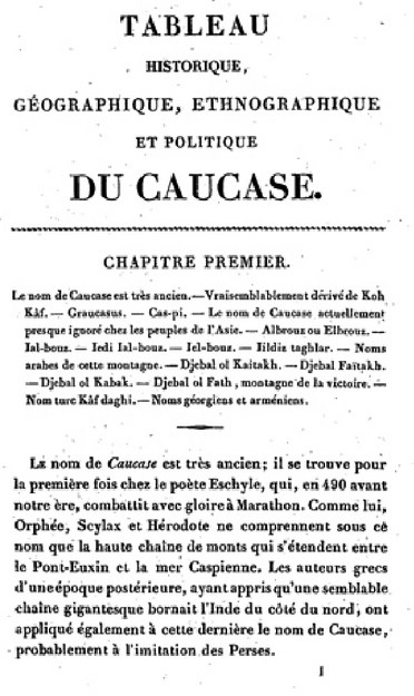 TABLEAU HISTORIQUE GEOGRAPHIQUE ETHNOGRAPHIQUE ET POLITIQUE DU CAUCASE