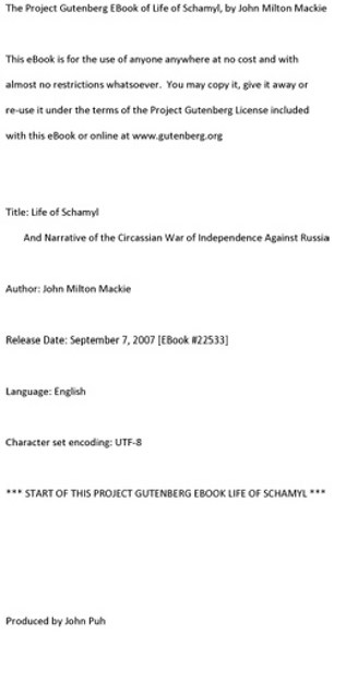 THE PROJECT GUTENBERG EBOOK OF LİFE OF SCHAMYL