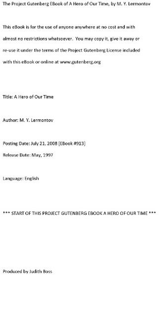 THE PROJECT GUTENBERG EBOOK OF A HERO OF OUR TİME