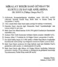 MİRALAY BEKİR SAMİ GÜNSAV'IN KURTULUŞ SAVAŞI ANILARINA EK DOSYA