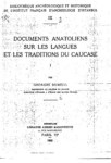 DOCUMENTS ANATOLIENS SUR LES LANGUES ET LES TRADITIONS DU CAUCASE