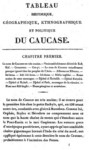 TABLEAU HISTORIQUE GEOGRAPHIQUE ETHNOGRAPHIQUE ET POLITIQUE DU CAUCASE